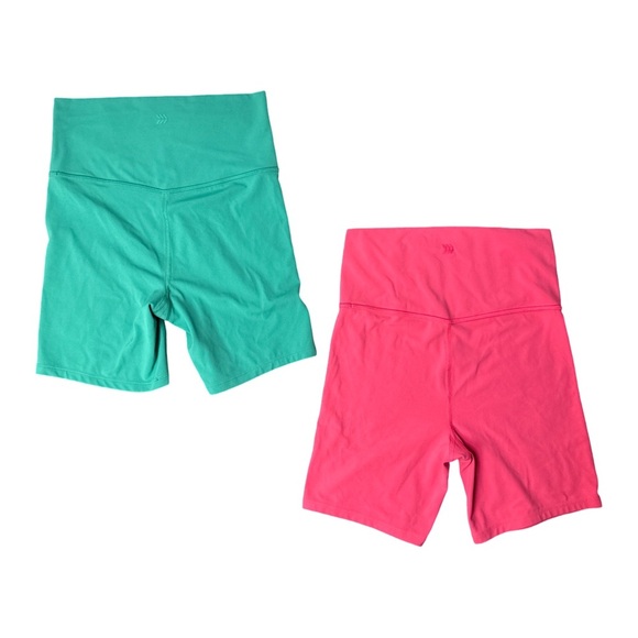 All in Motion Bike Shorts Size S High-Rise 6” Soft Lounge Set Pink Green Active - Picture 3 of 5